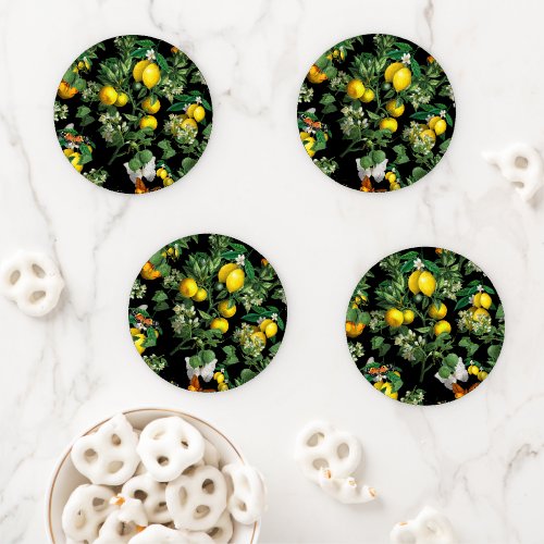 Lemon tree design coaster set