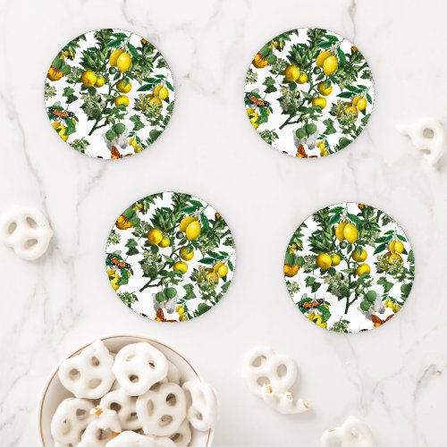 Lemon tree design coaster set