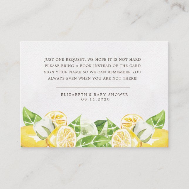 lemon tree fruit flower baby shower enclosure card (Front)