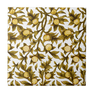 Lemon Tree Fruits Green Yellow Ceramic Tile