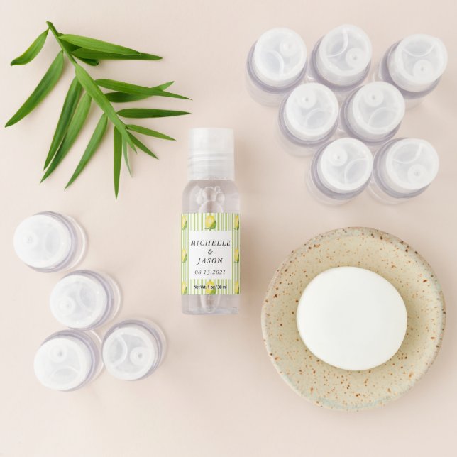 Lemon Tree Garden Wedding Monogram Hand Sanitizer (Laydown)