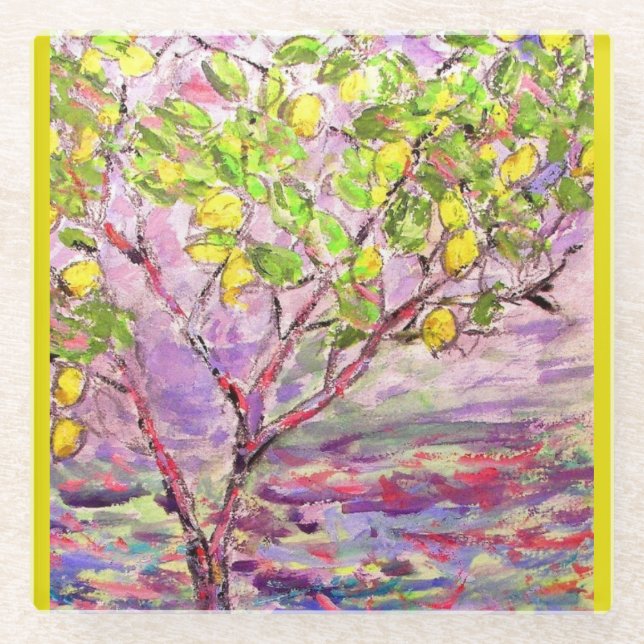 lemon tree glass coaster (Front)