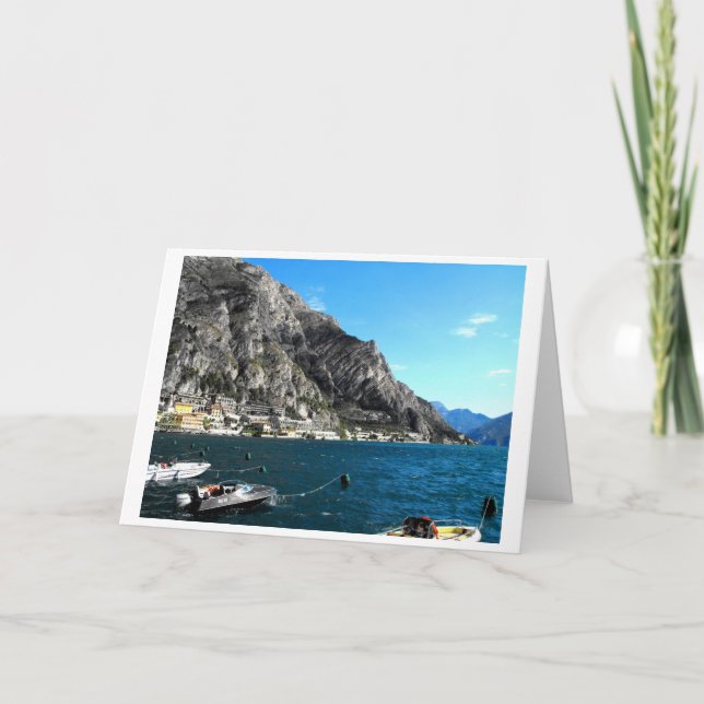 Lemon tree houses at the waters edge of Lake Garda Holiday Card (Front)