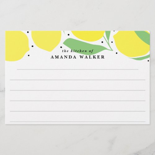 Lemon Tree Kitchen Recipe Stationery Card