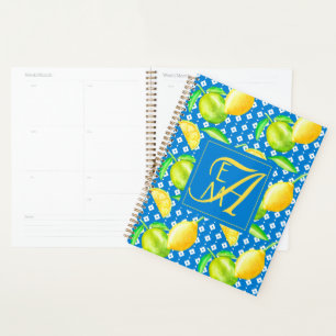 Lemon Tree Ocean Blue MONOGRAM Newlyweds Wedding Planner