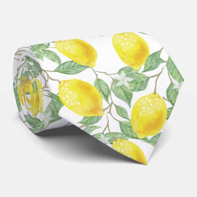 Lemon Tree Pattern Neck Tie (Rolled)