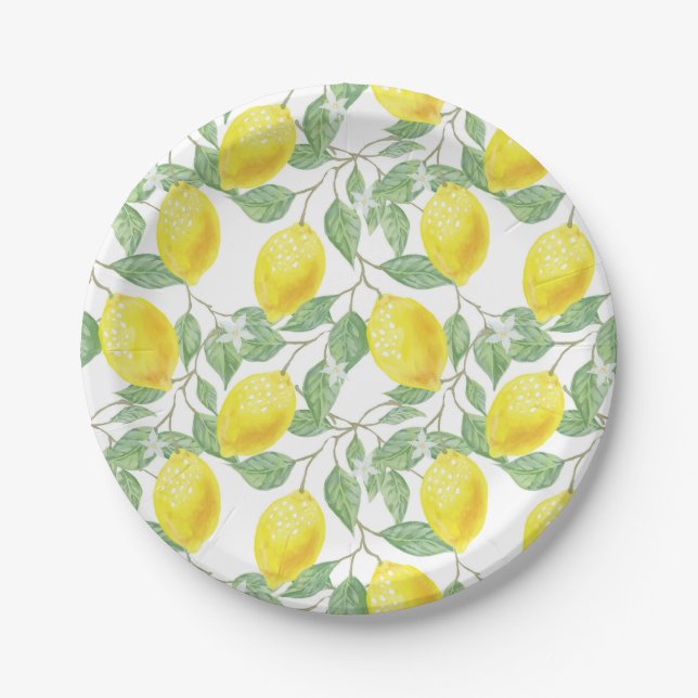 Lemon Tree Pattern Paper Plates (Front)