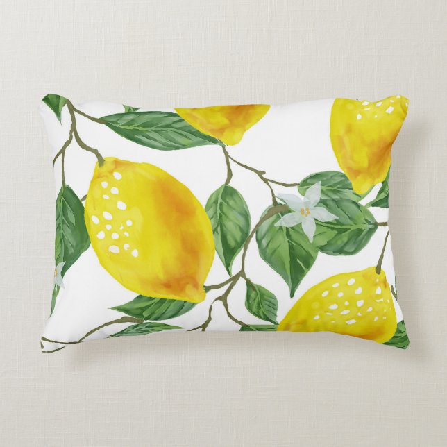 LEMON TREE PILLOW, Yellow & Green Accent Pillow (Front)