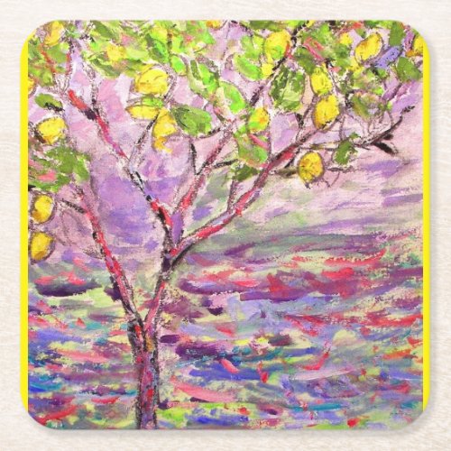 Lemon Tree Square Paper Coaster