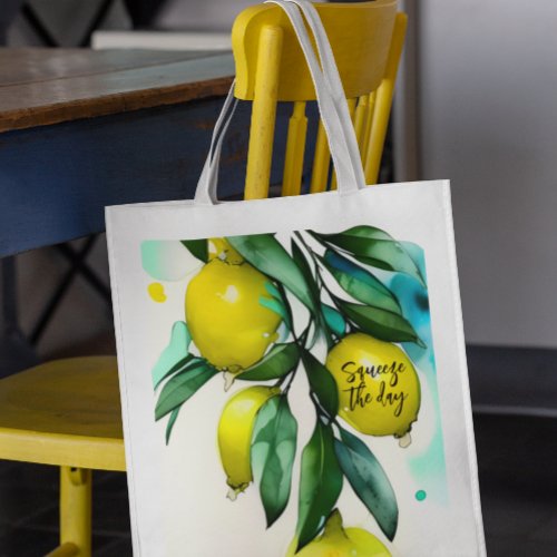 Lemon Tree Squeeze the Day Custom Text  Grocery Bag