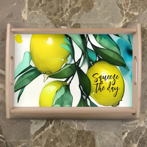 Lemon Tree Squeeze the Day Custom Text Serving Tray