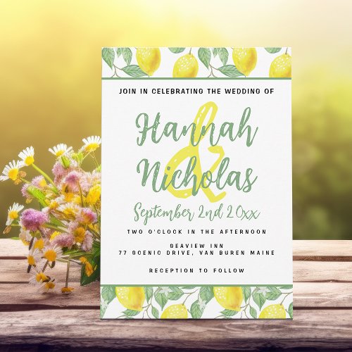 Lemon Tree Summer Wedding Fresh Yellow Botanical Invitation