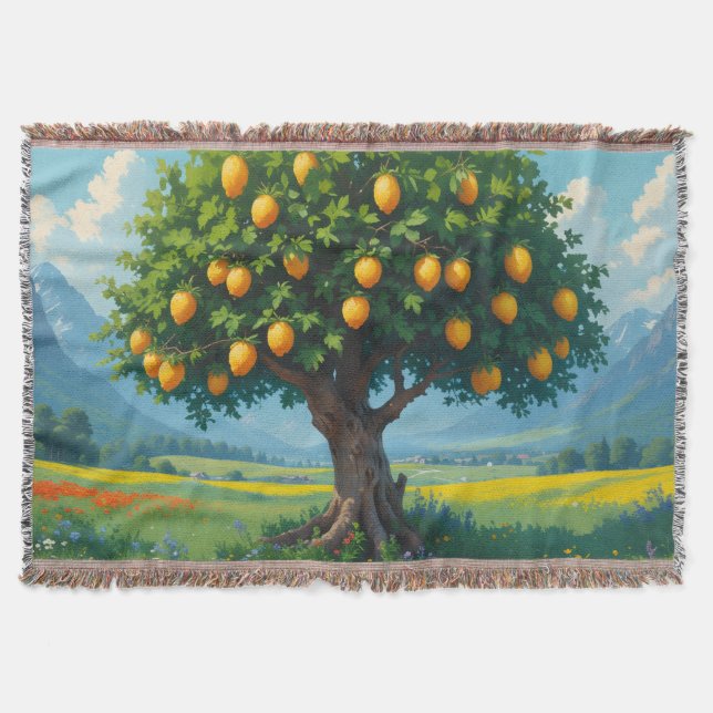 Lemon Tree Throw Blanket (Front)