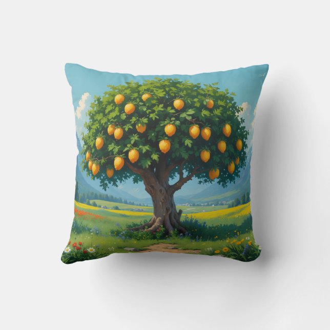 Lemon Tree Throw Pillow (Back)