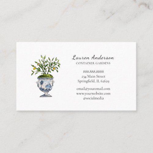 Lemon tree topiary in pot Gardener  Business Card