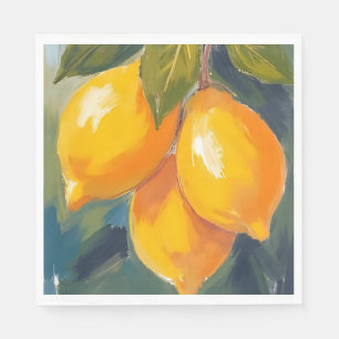 Lemon Tree Watercolor Fruit Painting Napkins