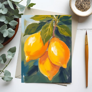 Lemon Tree Watercolor Fruit Painting Postcard