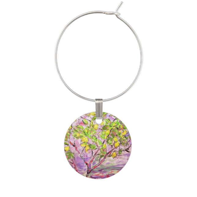 lemon tree wine glass charm (Front)