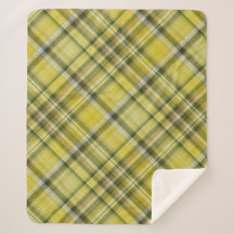 Lemon Tree Yellow and Green Plaid Sherpa Blanket