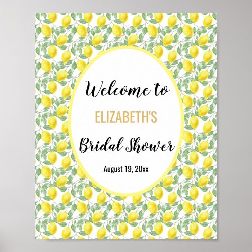 Lemon Tree Yellow Green Bridal Shower Welcome Sign