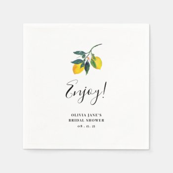 Lemon Tropical Bridal Shower Napkins by WordsandConfetti at Zazzle