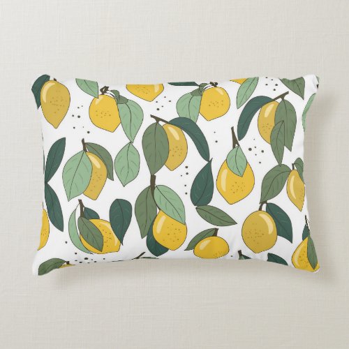 Lemon Tropical Bright Vintage Seamless Accent Pillow