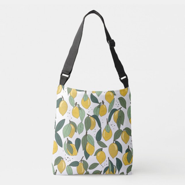 Lemon Tropical: Bright Vintage Seamless Crossbody Bag (Front)