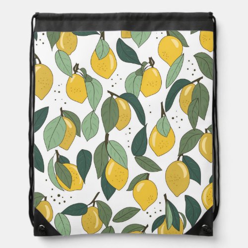 Lemon Tropical Bright Vintage Seamless Drawstring Bag