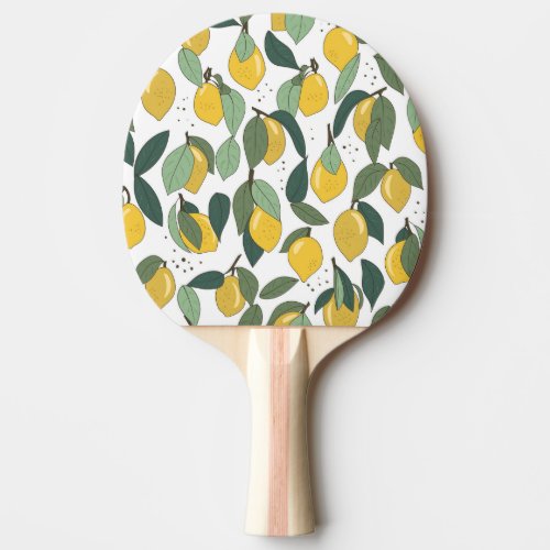 Lemon Tropical Bright Vintage Seamless Ping Pong Paddle