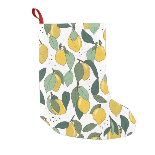 Lemon Tropical Bright Vintage Seamless Small Christmas Stocking