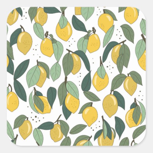 Lemon Tropical Bright Vintage Seamless Square Sticker