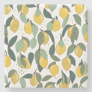 Lemon Tropical: Bright Vintage Seamless Stone Coaster
