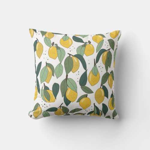 Lemon Tropical Bright Vintage Seamless Throw Pillow