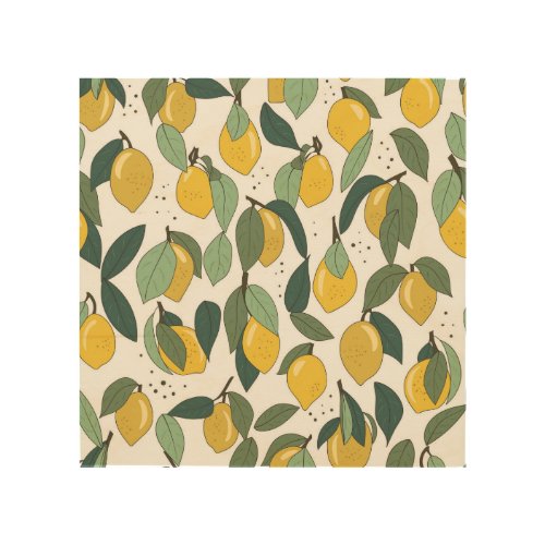 Lemon Tropical Bright Vintage Seamless Wood Wall Art