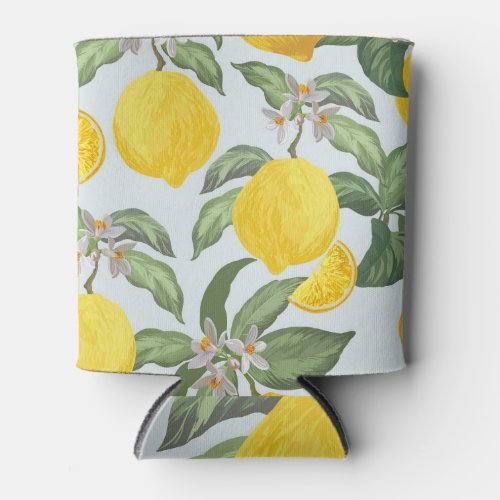 Lemon Tropical Fruit Vintage Pattern Can Cooler