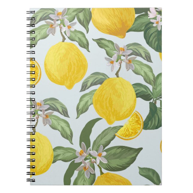Lemon Tropical Fruit Vintage Pattern Notebook (Front)