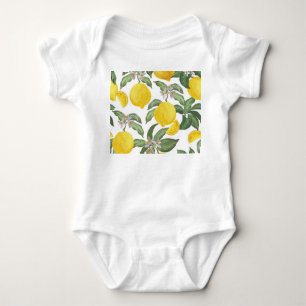 Lemon: tropical fruit vintage seamless baby bodysuit