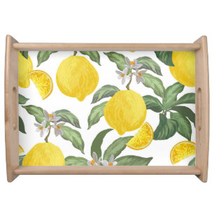 Lemon: tropical fruit vintage seamless serving tray