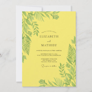 Lemon Tropical Palm Eucalyptus Wedding Invitation