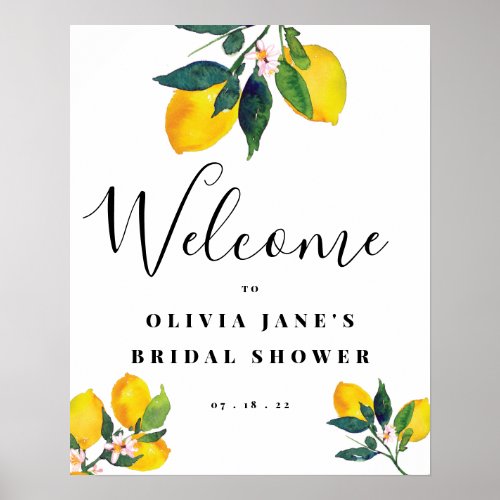 Lemon Tropical Welcome Bridal Shower Poster