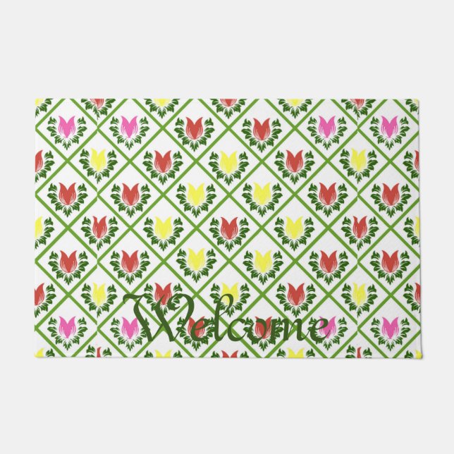 Lemon Tulips Personalised Doormat (Front)