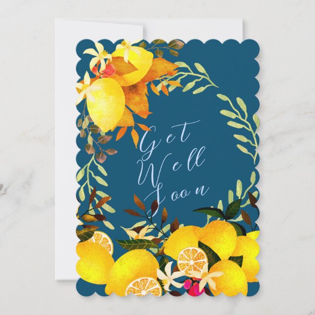 Lemon Turquoise Get Well Soon Card (Front)