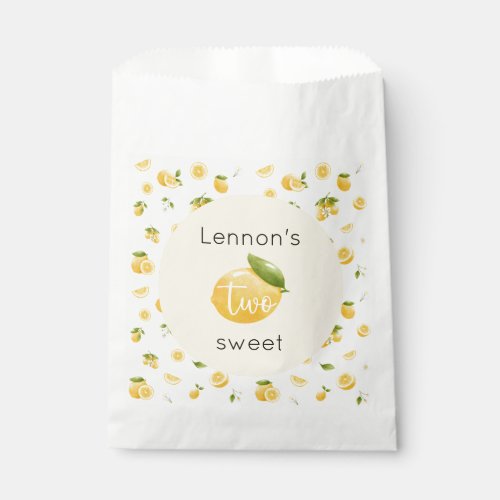 Lemon Two Sweet 2nd Birthday Favor Bag