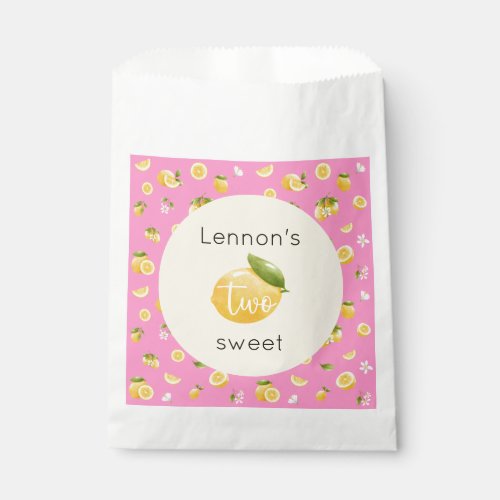 Lemon Two Sweet 2nd Birthday Favor Bag