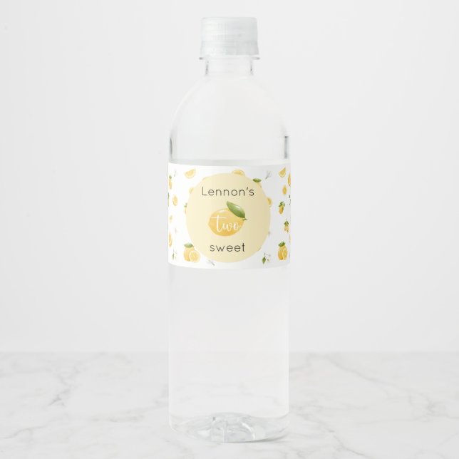 Lemon Two Sweet 2nd Birthday Water Bottle Label (Front)
