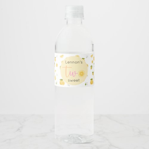 Lemon Two Sweet Birthday Water Bottle Label