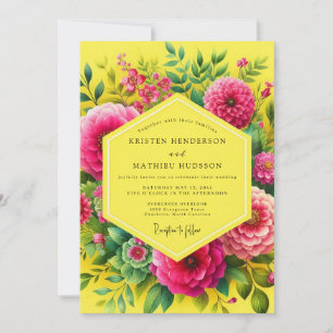 Lemon Vibrant Flora Wedding Invitation