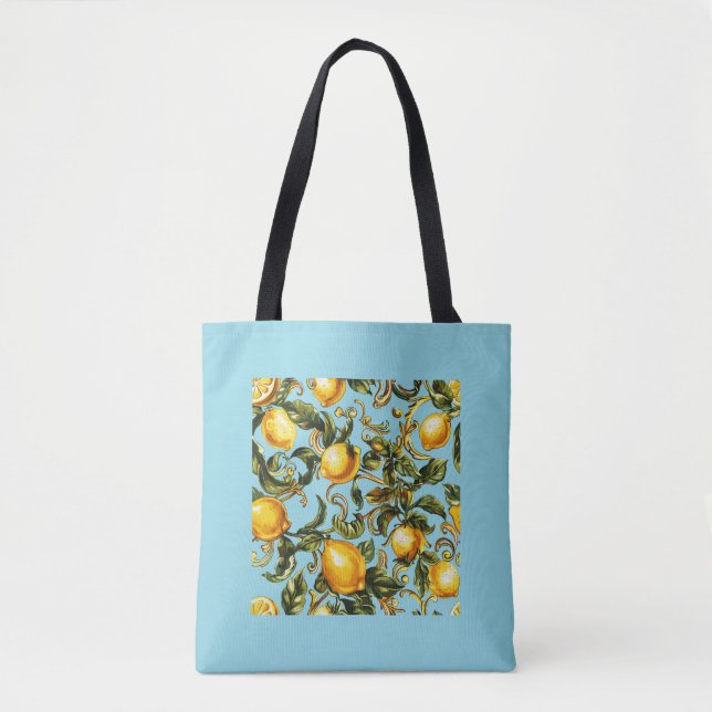 Lemon & Vine Scroll Tote Bag (Front)