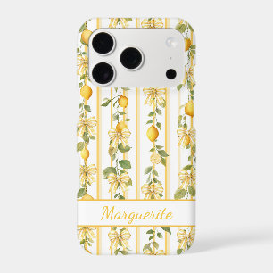 Lemon Vines With Coquette Bows Monogrammed iPhone 17 Pro Case