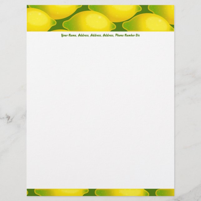 Lemon Wallpaper, Lemon Wallpaper, Your Name, Ad... Letterhead (Front)